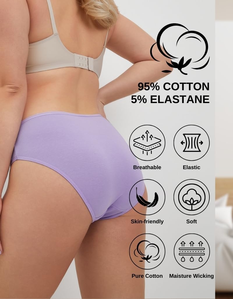 ALYA UNDERWEAR Premium Underwear for Women, Mid Rise Women’s Knickers, Breathable Organic Cotton Panties for Women, Comfortable Ladies Knickers