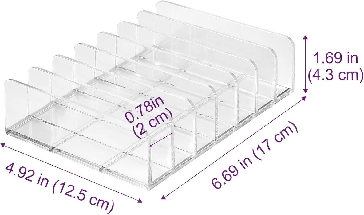 [2 Pack] Lolalet Plastic Eyeshadow Palette Makeup Organizer, 7 Section Divided Acrylic Make Up Pallet Storage Holder Cosmetic Eye Shadow Display Stand Rack -Clear