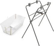 Stokke Flexi Bath + Newborn Support + Flexi Bath Stand - Baby Bath Tub with Stand for Newborns & Babies Up to 48 Months - Foldable, Durable & Easy to Store - Sandy Beige - Sandy Beige
