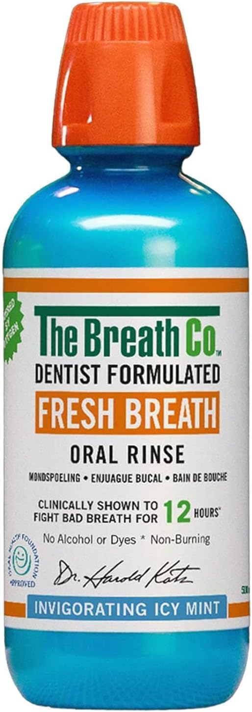 Fresh Breath Oral Rinse, Dentist Formulated, Alcohol-Free Oral Mouthwash for 12 Hours of Fresh Breath - Icy Mint Flavour (500ml) - Mint 500 ml (Pack of 1)