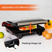 Stainless Steel Panini Grill Maker with Non-Stick Plates, Cord-Warp for Storage, Drip Tray, Indicator Lights for Power and Ready - 2 Year Warranty