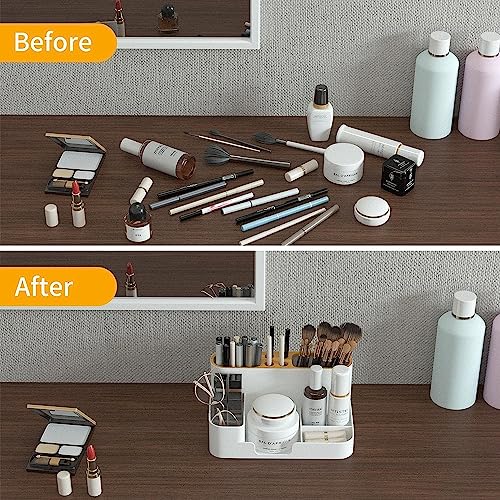 X spring Modern Desk Organizer, Desktop Organizer with Pencil Holders, Office Stationery Supplies Organizer, Sticky Note Tray, Paperclip Storage and Office Accessories, Pen Organizer for Desk (Grey)