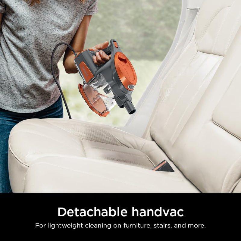 Shark Rocket Corded Bagless Stick Vacuum for Carpet and Hard Floor Cleaning with Swivel Steering (HV302), Gray/Orange