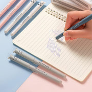 SYOSI 8 Pcs 0.35 mm Erasable Rollerball Pens - Cute Cartoon Animal Friction Design for Student Stationery and Office Supplies
