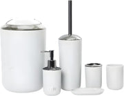 FEELINGS Bathroom Accessories Set 6 Piece Bath Ensemble Includes Soap Dispenser, Toothbrush Holder, Toothbrush Cup, Soap Dish for Decorative Countertop and Housewarming Gift,Large (WHITE) - WHITE
