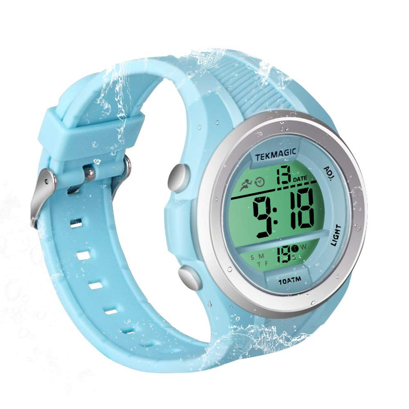 TEKMAGIC 10 ATM Waterproof Digital Sports Watch for Boys Girls Swimming Diving 100m Underwater with Alarm Clock, Chronograph, Timer, Countdown, Dual Time Zone, 12 or 24 Hour Format