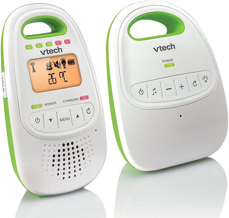 Vtech Digital Audio Baby Monitor With LCD - White/Green | Long Range DECT digital technology long battery life