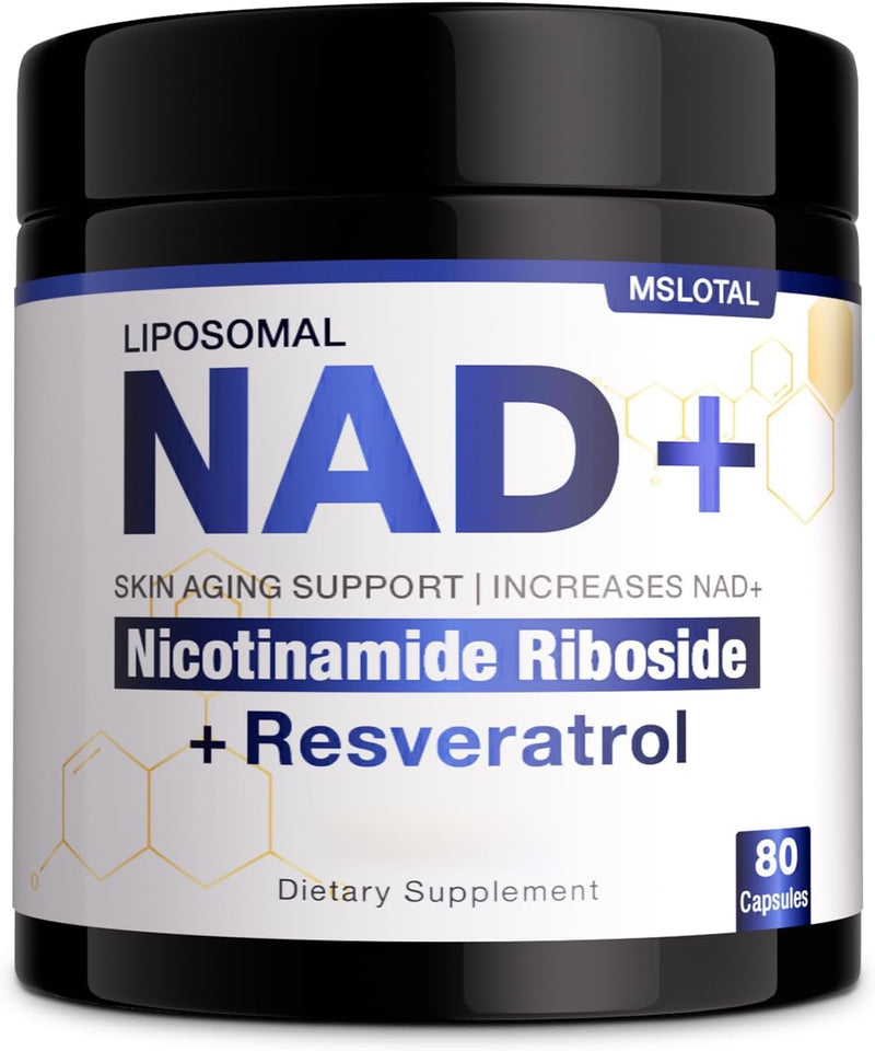 NAD+ Supplement - NAD Nicotinamide Riboside Resveratrol NAD Supplement 1000mg Pure Organic for Women and Men Anti-Aging, Energy, Concentration, 80 Capsules