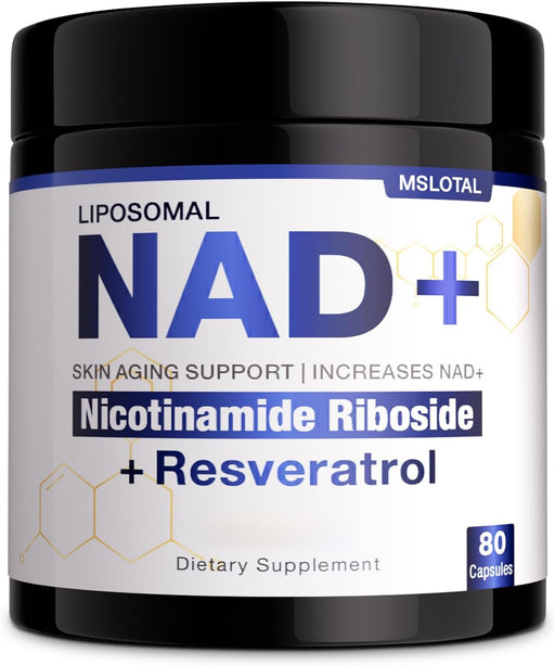 NAD+ Supplement - NAD Nicotinamide Riboside Resveratrol NAD Supplement 1000mg Pure Organic for Women and Men Anti-Aging, Energy, Concentration, 80 Capsules