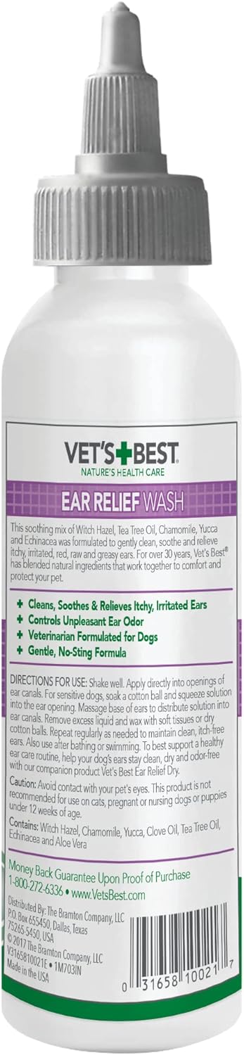 Vet's Best Ear Relief Wash For Dogs, 4 Oz, White
