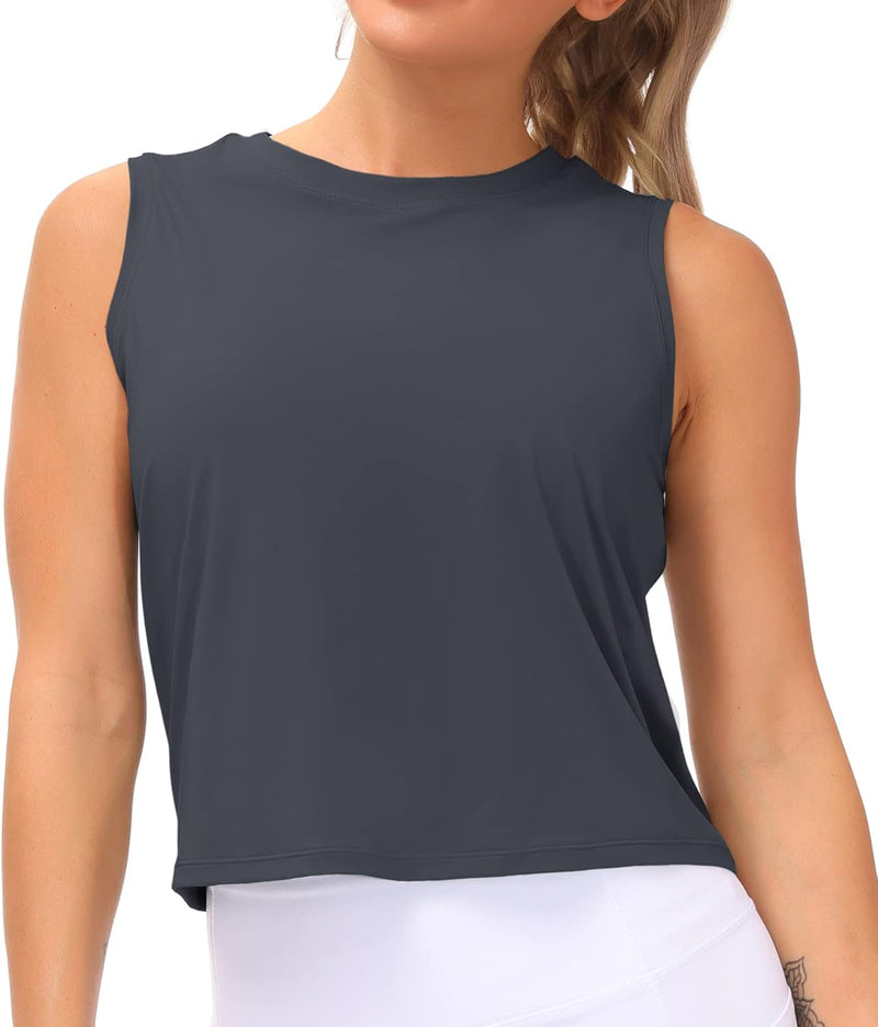 THE GYM PEOPLE Ice Silk Workout Tops for Women Quick Dry Muscle Gym Running Shirts Sleeveles
