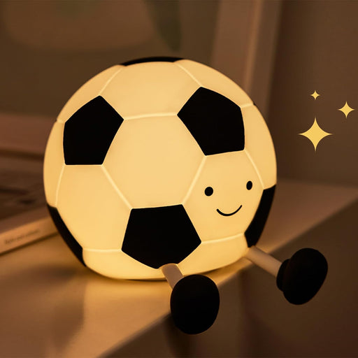Football Night Light, Cartoon Football Lamp Squishy Silicone Nursery Night Light, 3 Level Dimmable Rechargeable Bedside Touch Lamp Nightlight, for Kids Bedroom, Office Decor Energy Class E