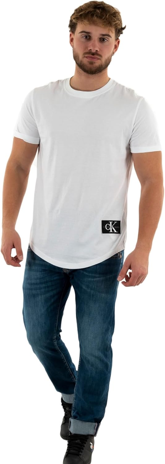 Calvin Klein Jeans Men's Badge Turn Up Sleeve S/S Knit Tops