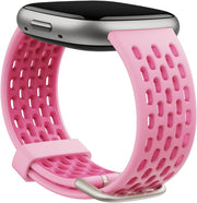 Sense & Fitbit Versa 3 Accessory Band, Official Fitbit Product, Sport, Blush/Desert Bloom, Small