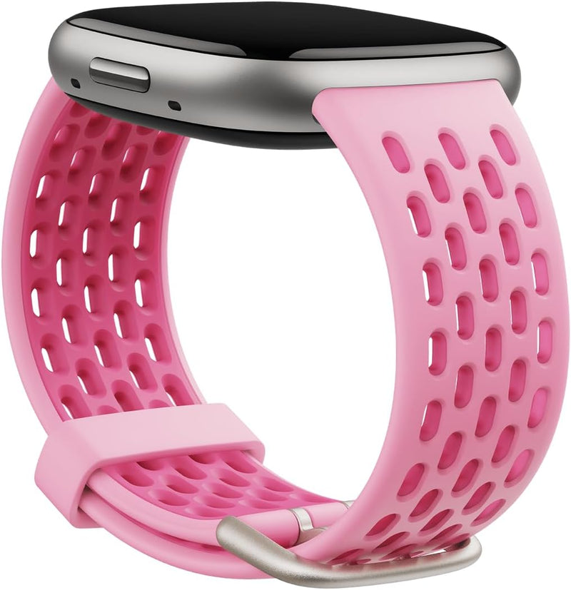 Sense & Fitbit Versa 3 Accessory Band, Official Fitbit Product, Sport, Blush/Desert Bloom, Small