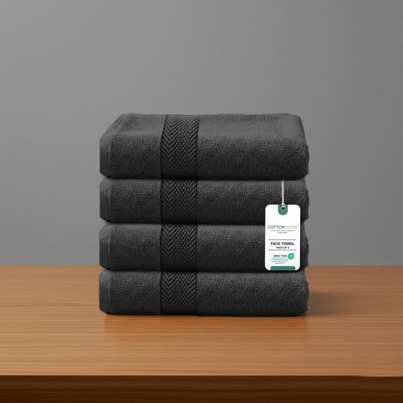 Cotton Home 1PC Face Towel 100 Cotton 30x30cm / 12x12 inches Dusty Pink Towel Soft and High Absorbent Super Soft Quality Towel - Grey Pack 4