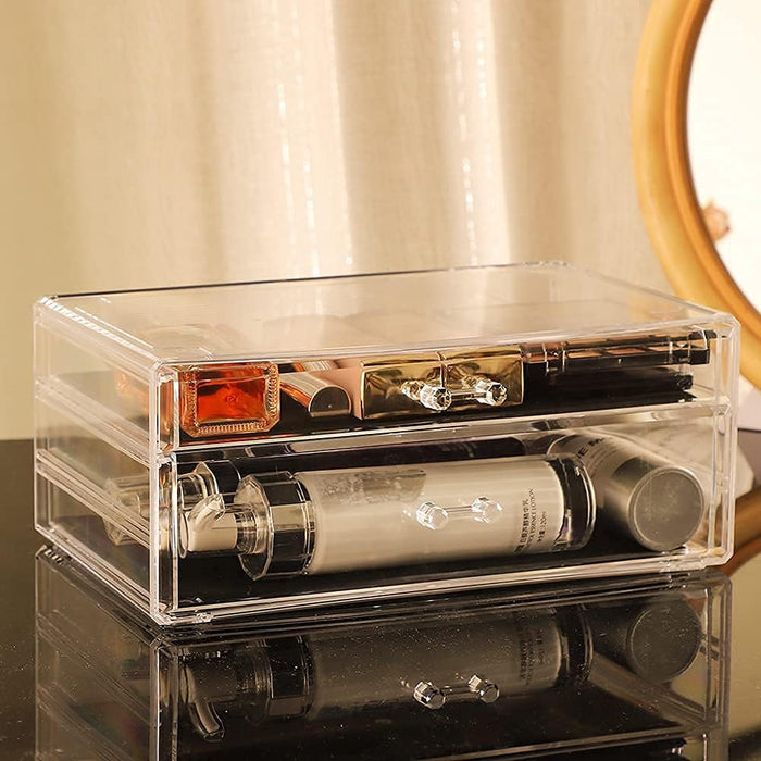 Large Clear Makeup Organizer Skin Care Cosmetic Display Cases Stackable Storage Box With 9 Drawers,Set of 4 By Cq acrylic