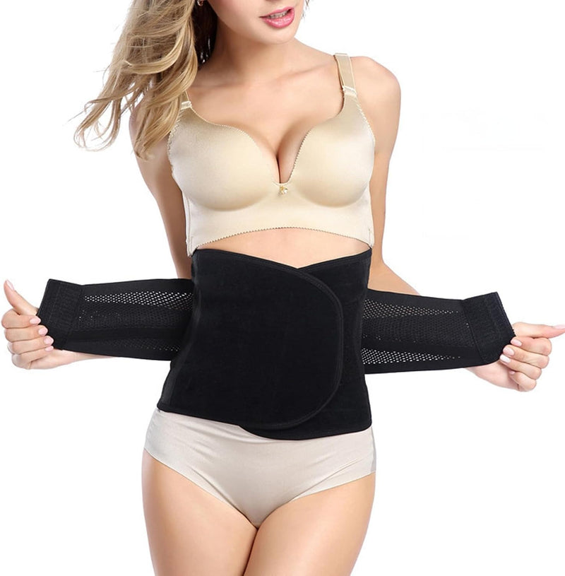 Postpartum Belly Wrap for Women, Waist Support Shapewear Girdle, Adjustable Body Shaper Waist Band, Breathable Slimming Belly Support Belt, Black