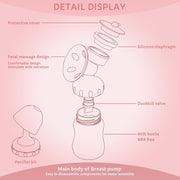 Mumoo Bear Electric Breast Pump, Portable Breast Feeding Pump Nursing Breast Massage With 2 Modes And 9 Suction Levels, Bpa Free Single Breast Milk (Pink)