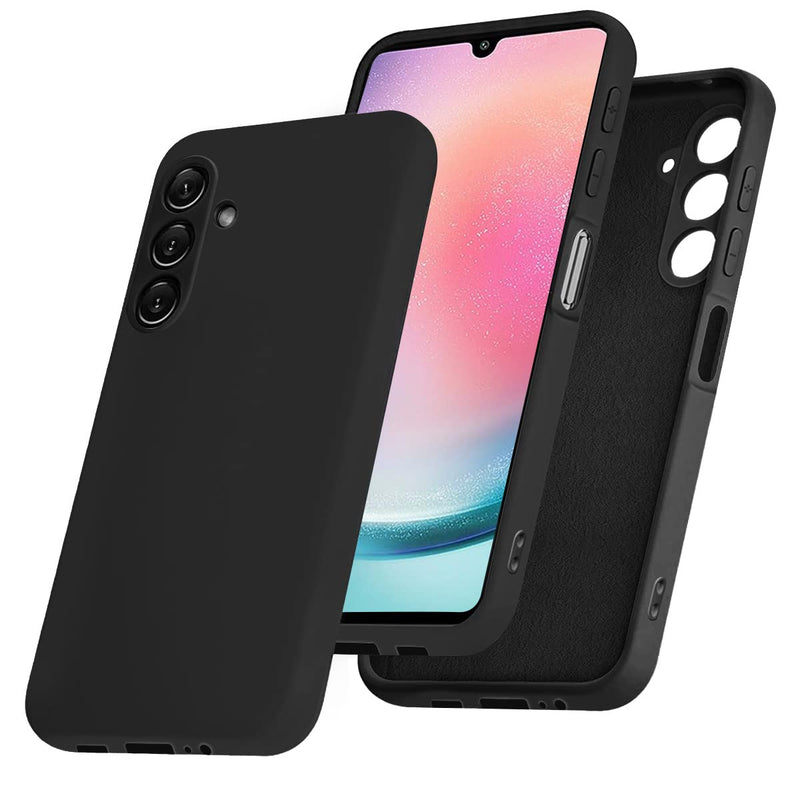 T Tersely Liquid Silicone Case for Samsung Galaxy A24 4G/5G, Suitable for Wireless Charger Shockproof & Scratch Soft Case Cover with Liquid Silicone Rubber Skin, Black