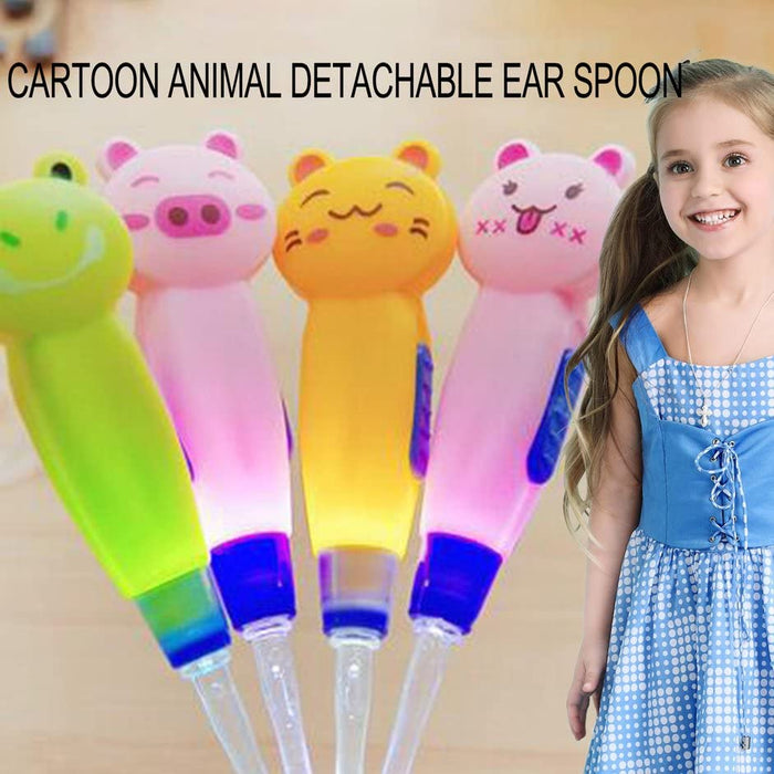 Cartoon Animal Decoration Plastic Earpick Portable LED Flashlight Ear Wax Remove EarPick Cleaner Health Care Tool