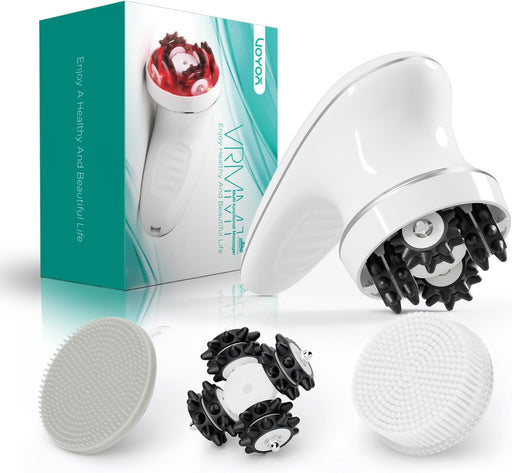 VOYOR Handheld Massager Cordless Deep Tissue Cellulite Massager for Face, Arm, Hand, Neck, Foot and Body, Silicone Face Brush, 3 Multi-Functional Heads, IPX7 Waterproof & Rechargeable VRMM1-NEW