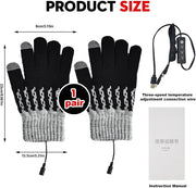 USB Heated Gloves for Men and Women, Double-Sided Heated Gloves with Touch Screen, 3 Temperature Levels Adjustable, Full Finger Electric Gloves for Winter Outdoor Activities, Skiing, Office, Sledding