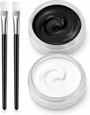 Black White Face Body Paint, Non-Toxic Face Painting Kit with 2 Professional Paint Brushes for Art Theater Halloween Party Cosplay