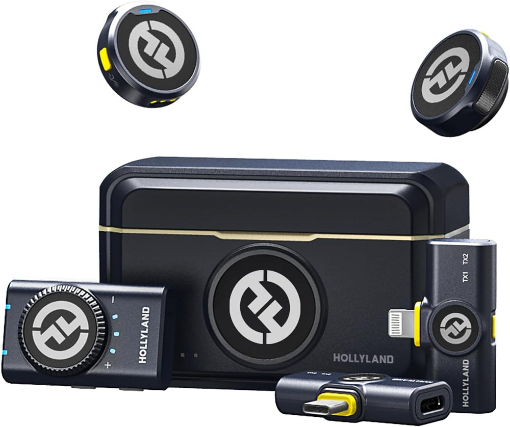 Hollyland HollyView LARK M2, Wireless Lavalier Microphone, (2TX+3RX), Compatible With Camera, iPhone, Android, 1000ft LOS Range, Hi-Fi Audio, Noise Cancellation, Black LARK M2 2TX+3RX