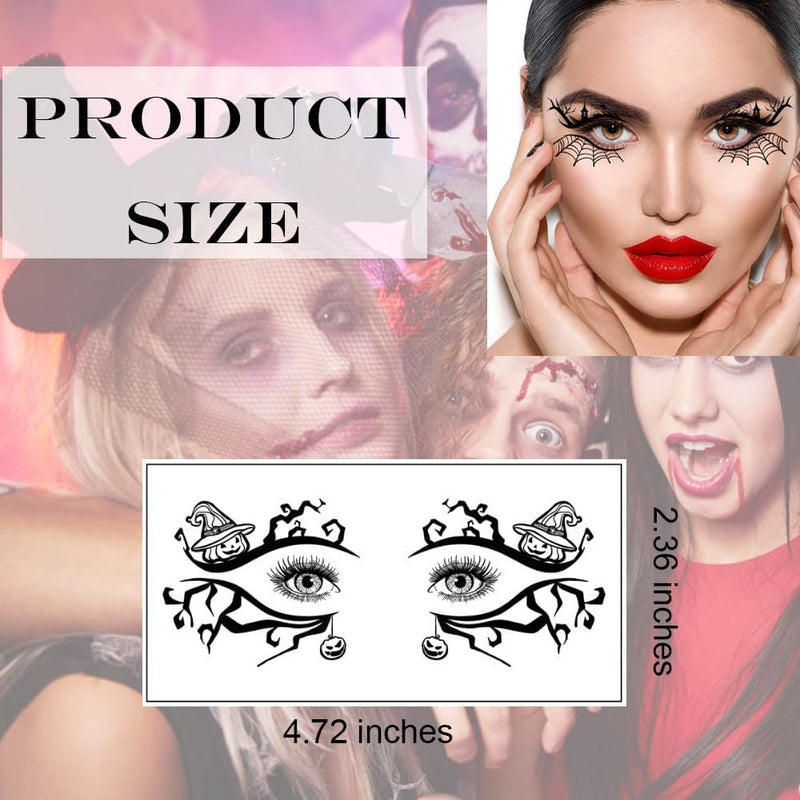 NimbusNote 10 Pairs Halloween Eye Shadow Temporary Tattoos Eyeliner Tattoo Stickers Spider Web Bat Pattern Eyeliner Fake Tattoos for Women Men Face Eye Makeup Halloween Decals Party Supplies