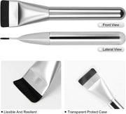 BEAUTYFACTOR Flat Foundation Brush,Korean Makeup Brush Spatula Facial Brush for Liquid Foundation,Premium Face Makeup Brush for Blending Cream (Silver)