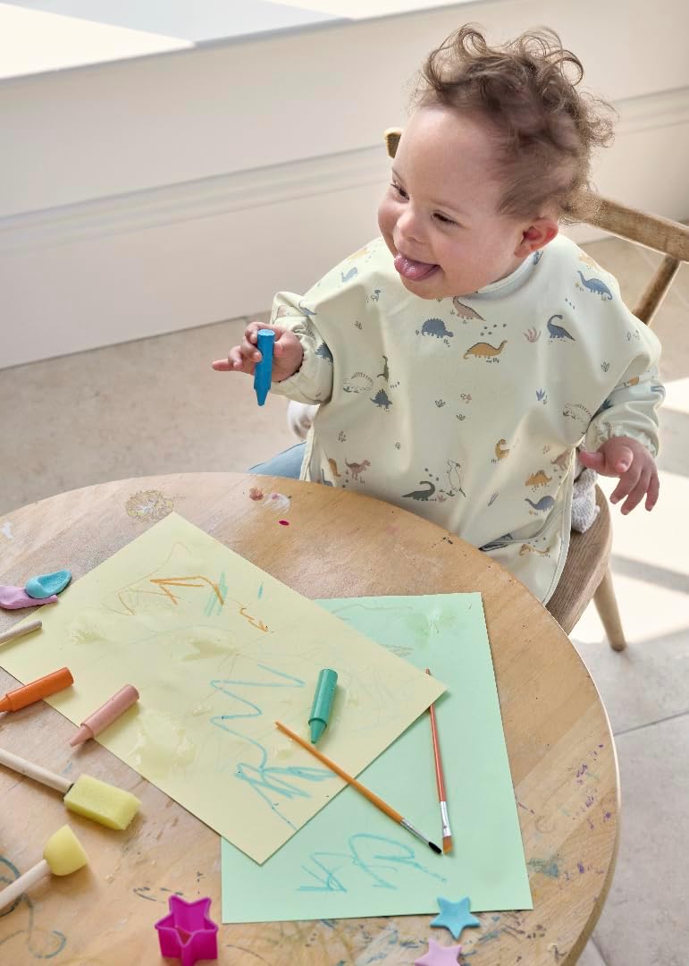 Mamas & Papas 2-Pack Waterproof Long Sleeved Messy Baby Bibs, Ideal for Weaning for 6-18 Months - Bonjour Bebe