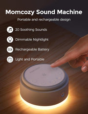 Sound Machine for Baby-20 Soothing Sounds & Touch Warm Light Portable White Noise for Kids & Adults for Sleeping Timer and Memory Ideal Travel Companion & Nursery Must-Have - Warm Light