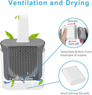 McMola Silicone Toilet Brush and Holder Set - No-Drill Wall Mounted or Freestanding Bathroom Scrubber, 360 Flexible TPR Bristles for Deep Under-Rim Cleaning, Quick-Drying & Anti-Drip (White)