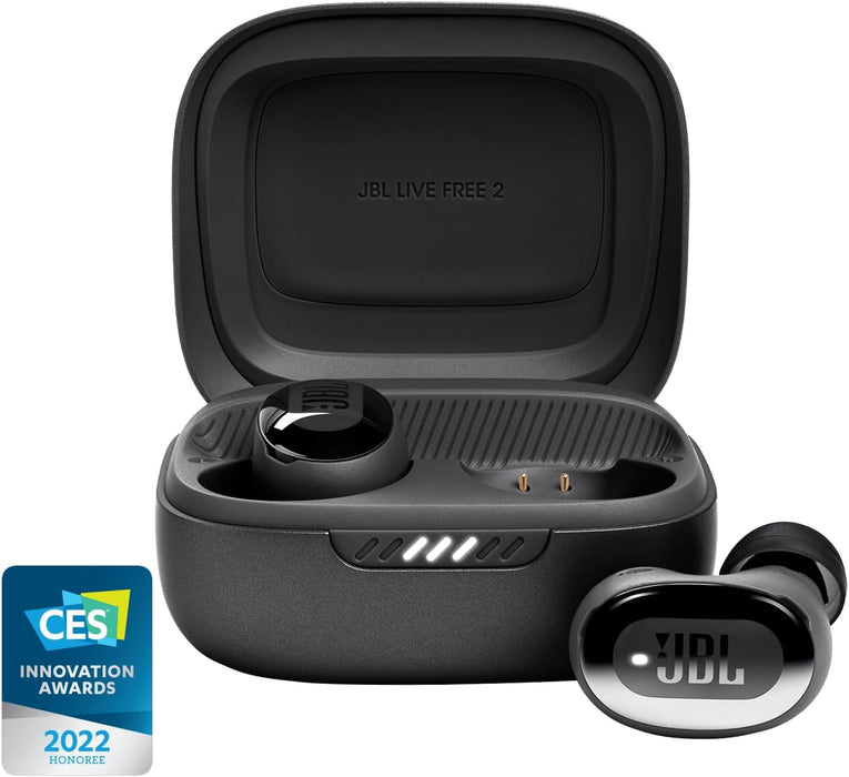JBL Live Free 2 - True Wireless Noise Cancelling Earbuds, Up to 35hrs of Playtime, 6 mics for Perfect Calls with Zero Noise, IPX5 Waterproof, Oval Tubes for Better Comfort, Isolation, & bass (Silver)