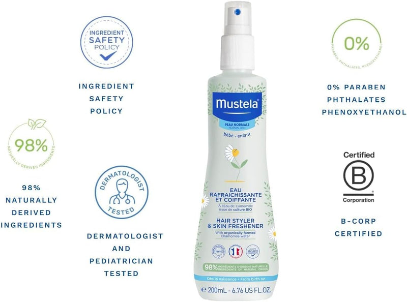 Baby Hair Styler & Skin Freshener - with Natural Avocado & Chamomile Water - Vegan & Hypoallergenic - 200ml (Pack of 2)