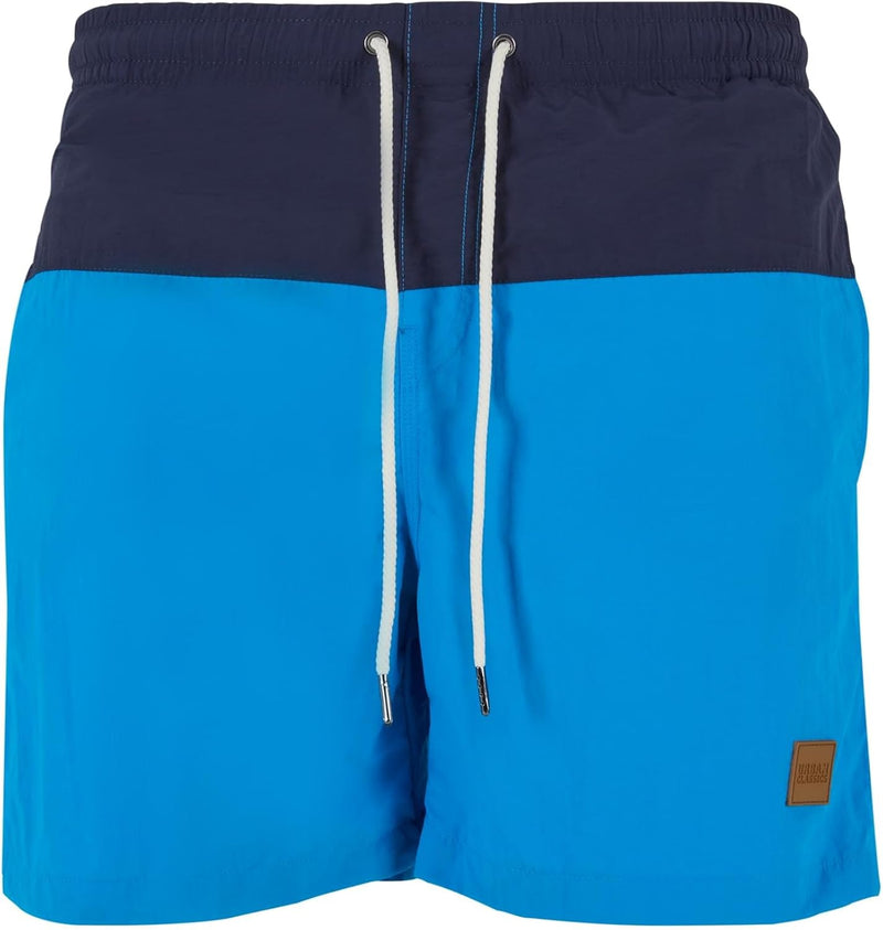 mens Block Swim Shorts Swim Trunks - Navy/Turquoise