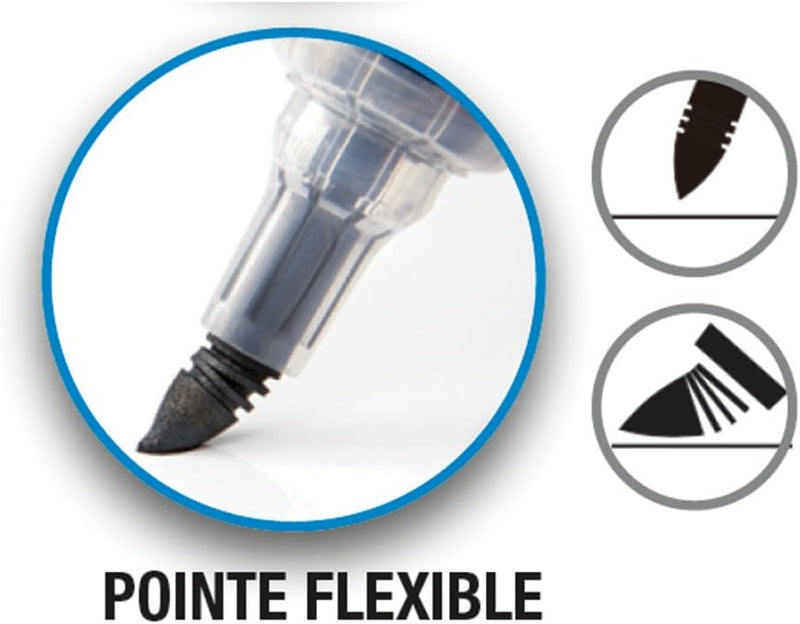 Pentel Maxiflo flex-feel 4.6 mm White Board Marker, Black, Pack of 12