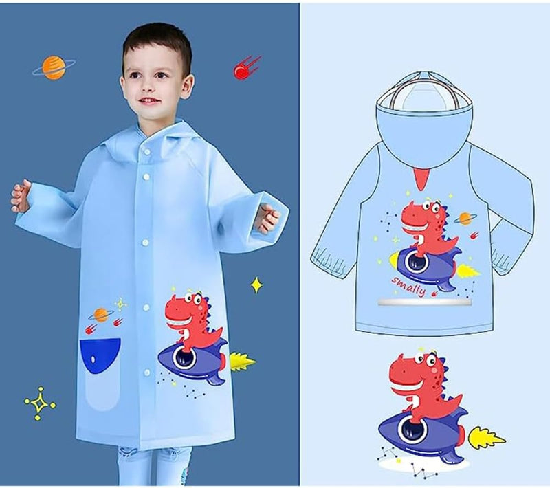 Kids Raincoat Boys Girls Rain Jacket Hooded Dinosaur Poncho Waterproof Coat Outdoor Sports 2-12Years