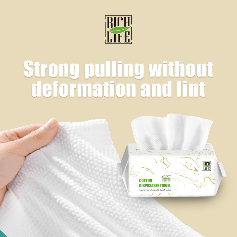 Disposable Face Towel, Cotton Tissue Soft Dry Wipes, Simple Cleaning Facial Tissues Dry Wet Dual Portable Use for Sensitive Skin & Baby & Makeup Remover & Personal Care,Pack of 20