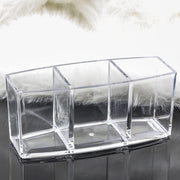 Clear Makeup Brush Holder Organizer with 3 Slots, Clear Cosmetic Brushes Container for Eyebrow Pen Comb Power Brush, Desktop Pen Pencil Storage Organizer