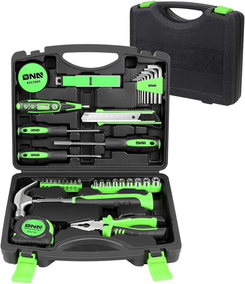 DNA MOTORING 39-Piece Household Tool Set General Repair Small Hand Tool Kit Storage Case for Home Garage Office College Dormitory Use, Green, TOOLS-00010 - Green Electronic Repair Kit