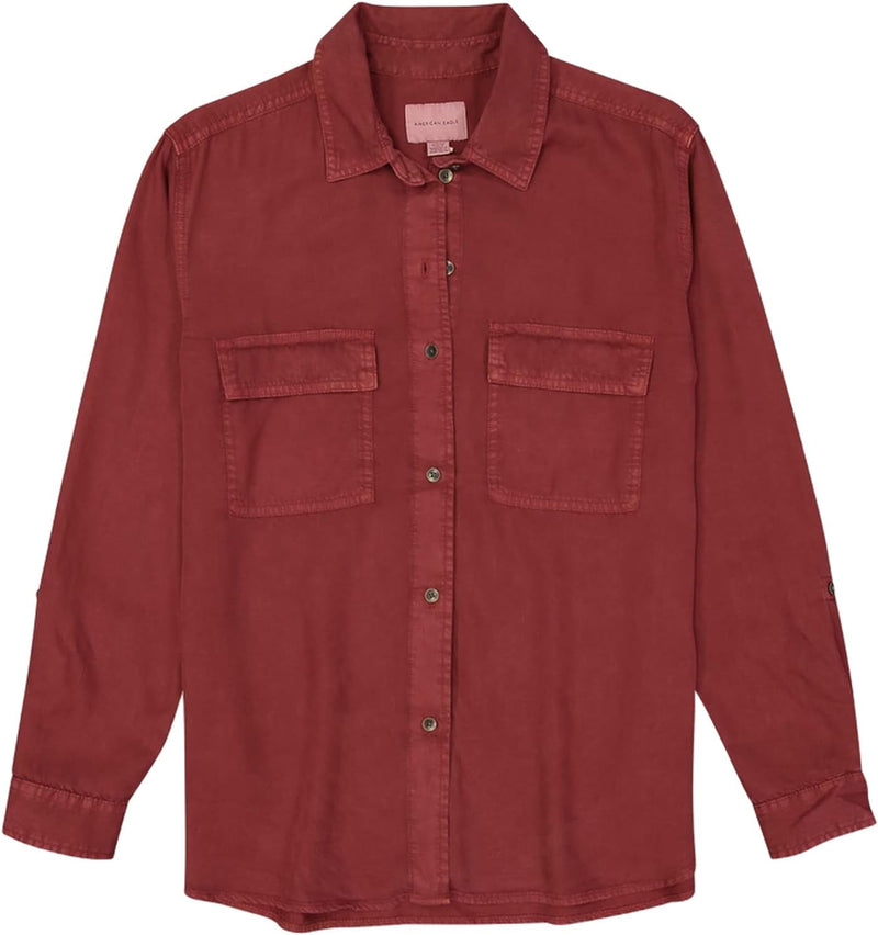 Women Button-Up Shirt - Rust