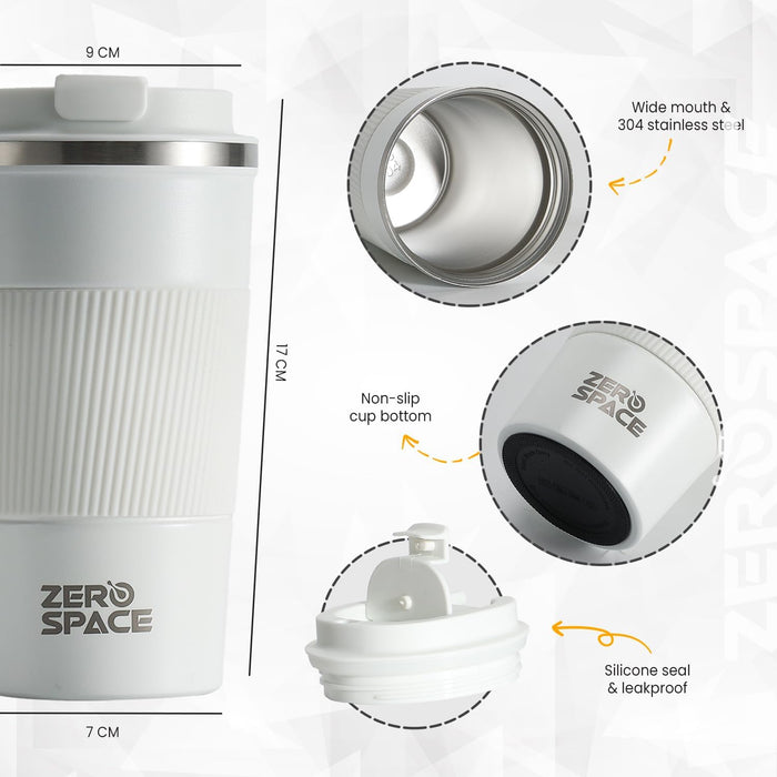 ZeroSpace Travel Coffee Mug, Stainless Steel Coffee Tumbler, Double Wall Vacuum Hot and Cold Insulated Coffee Mug for Home Travel Office Outdoor Works (Black - 500ml)