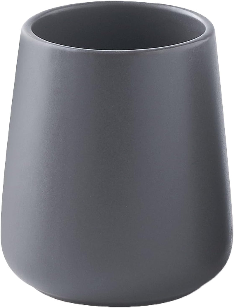 Matte Grey Ceramic Toothbrush Holder - Tooth Brushing Holders Set, Toothbrush and Toothpaste Holder Organizer for Bathroom Countertop, Makeup Brush Holder, Pen Holder for Home Desktop Storage - Grey 1pc