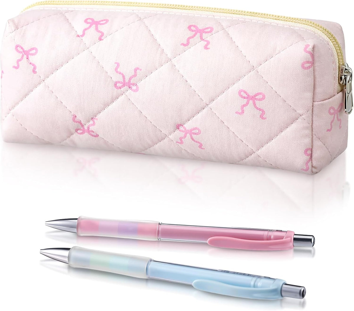Sherr Coquette Bow Pencil Case Pink Bow Cute Pencil Pouch Soft Cotton Storage Bag Aesthetic Pattern Gift Makeup Pouch Cosmetic Travel Bag for Women – image 4