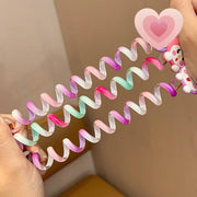 Shining Diva Fashion 5 Pcs Hair Bands Telephone Wire Spiral Braided Hair Ties Ponytail Holder Hairbands Cute Cartoon Hair Accessories for Girls Kids Women (15904ZB)