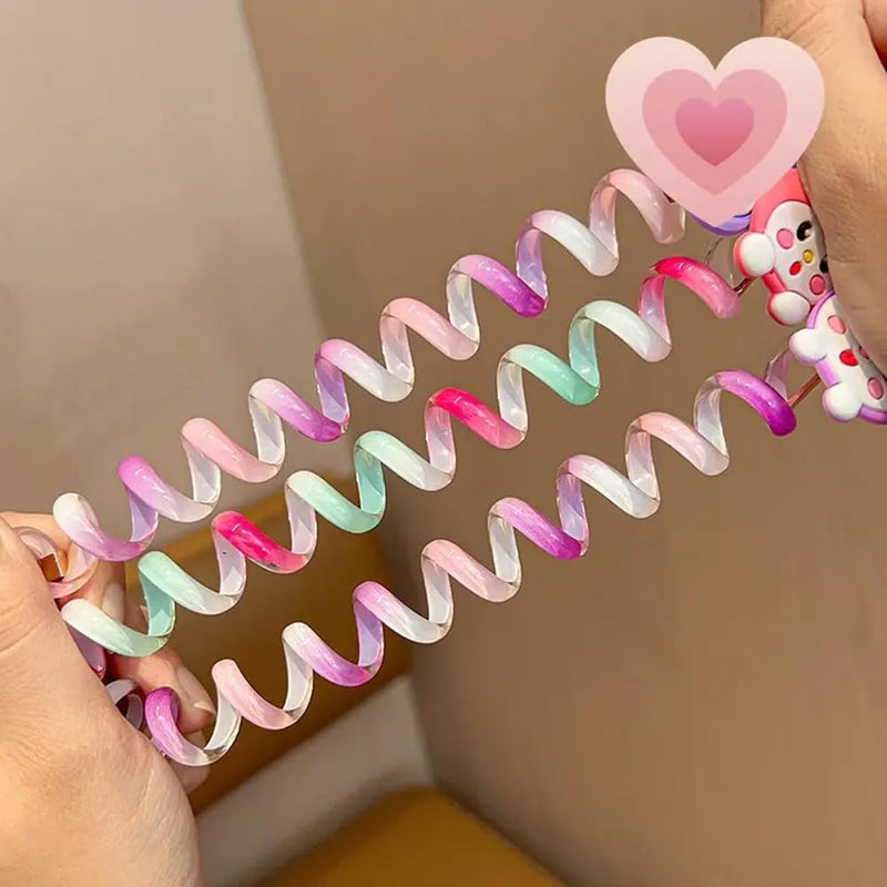 Shining Diva Fashion 5 Pcs Hair Bands Telephone Wire Spiral Braided Hair Ties Ponytail Holder Hairbands Cute Cartoon Hair Accessories for Girls Kids Women (15904ZB)