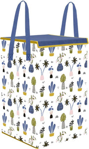 PrettyKrafts Fabric L1113 Laundry Basket For Clothes, Toy Storage Box With Lid & Handles, Toy Storage Box, 75 Ltr,Mushroom Print,White, Set of 1