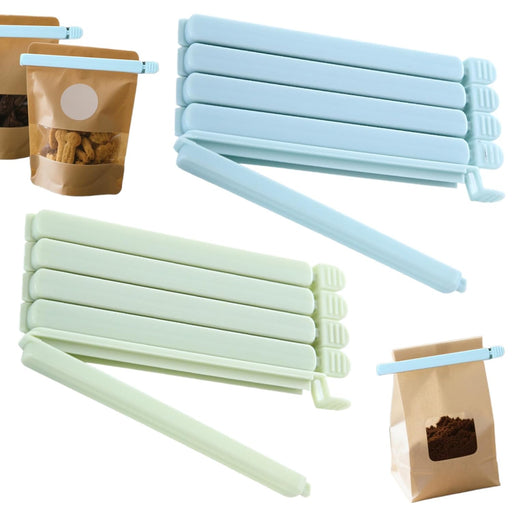 10 Pieces Food Bag Clips, Storage Plastic Kitchen Snack Sealing Colorful Home Travel Camping (Green+Blue)